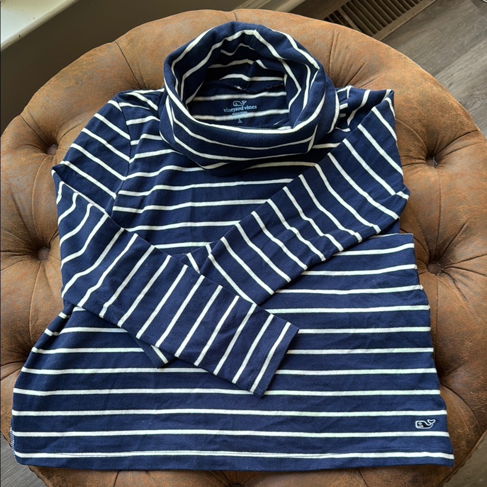Girls’ Vineyard Vines Striped Blue and White Dress